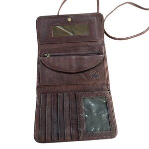 Boulder Ridge Brown Leather Folding Crossbody Bag Wallet